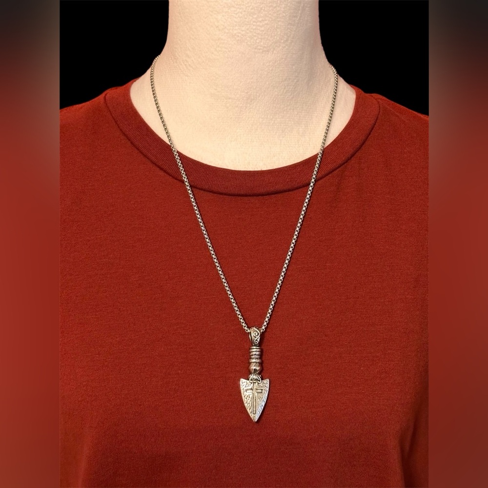 Cool Stainless Steel Mens Gothic Arrow Cross Arrowhead Pendant Necklace Hip Hop